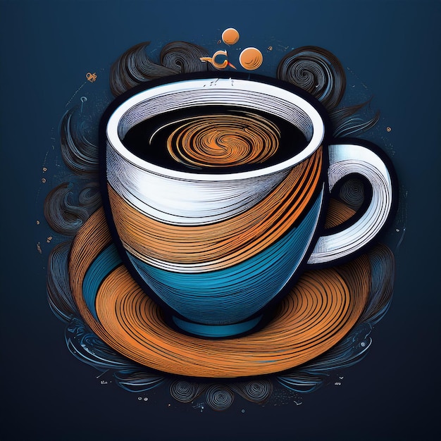 Photo isometric coffee cup symphony realistic masterpiece for tshirt design with logo