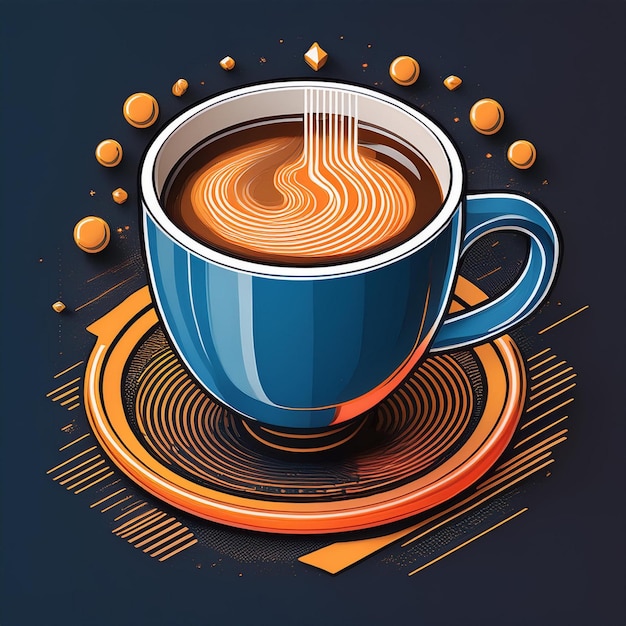 Photo isometric coffee cup symphony realistic masterpiece for tshirt design with logo