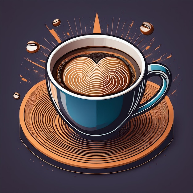 Photo isometric coffee cup symphony realistic masterpiece for tshirt design with logo