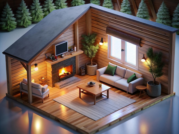 isometric Cozy Cabin