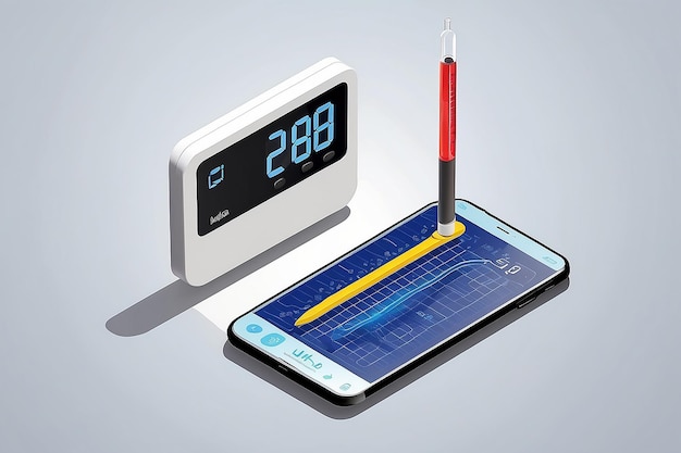 Photo isometric digital thermometer