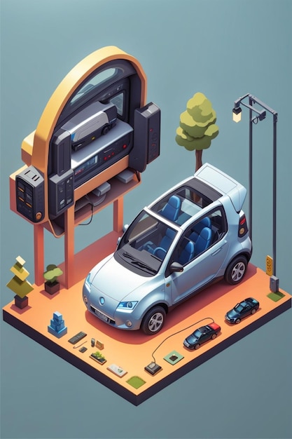 isometric electric car