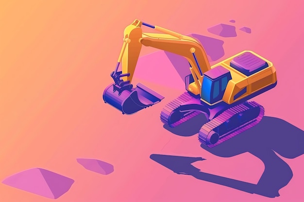 Photo isometric excavator labor day concept