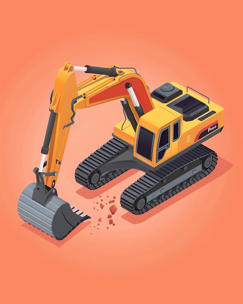 isometric excavator labor day concept