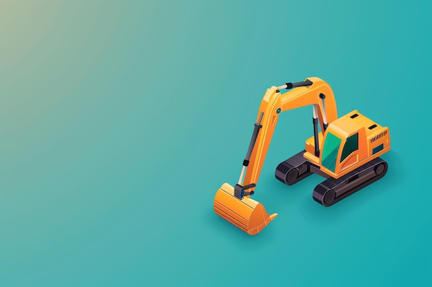 isometric excavator labor day concept