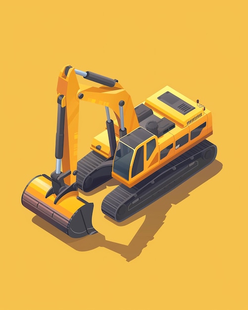 isometric excavator labor day concept