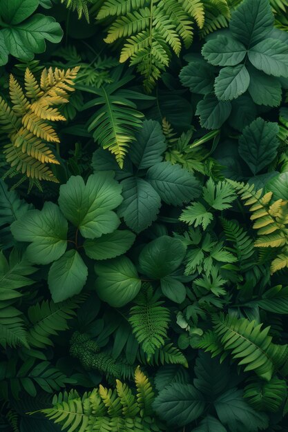 Isometric ferns with leaves arranged in a flowing organic pattern