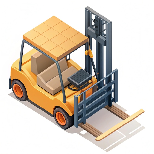 Photo isometric forklift design for modern and efficient warehouse operations