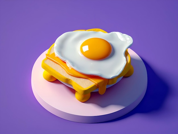 Photo isometric fried egg bright colors purple background