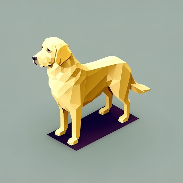 Isometric Golden Retriever digital art high resolution