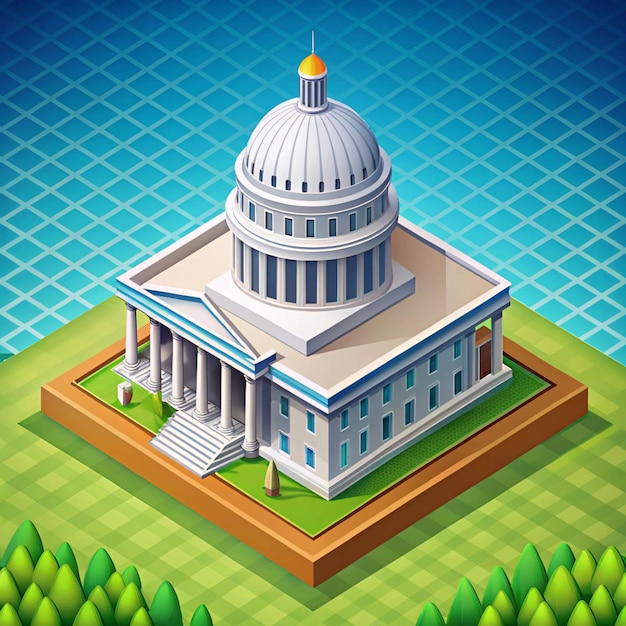 Photo isometric government capitol or bank building design