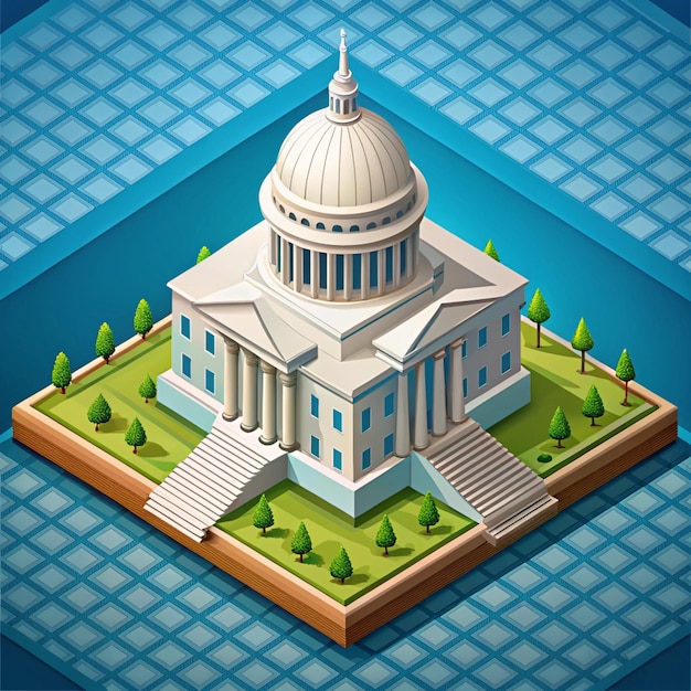 Photo isometric government capitol or bank building design