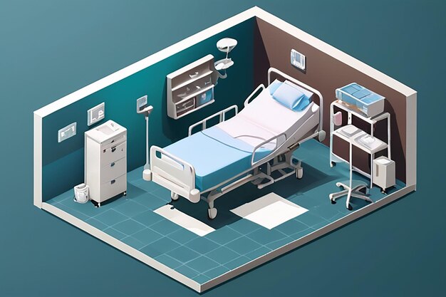 Photo isometric hospital bed