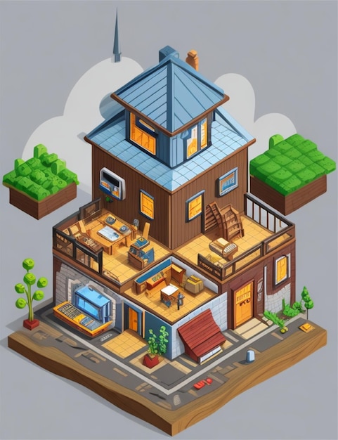 Photo isometric house illustration