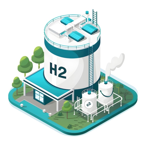 Isometric of Hydrogen Storage Tank Facility with Renewable Energy Concept