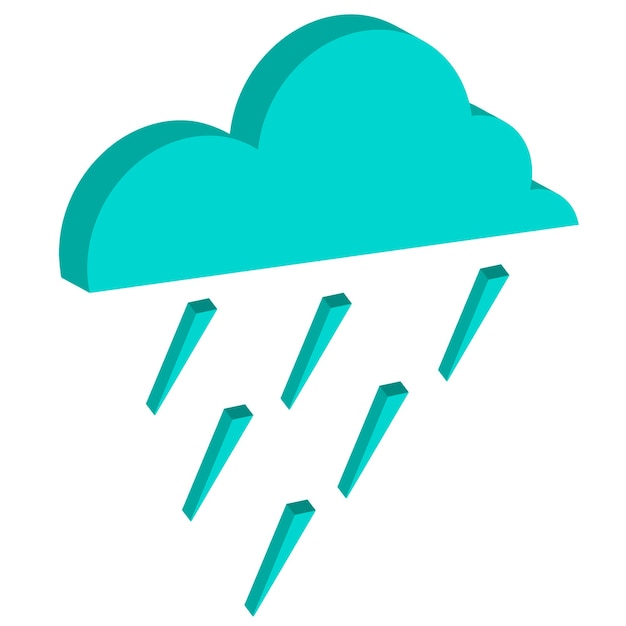 Photo isometric icon cloud with rain