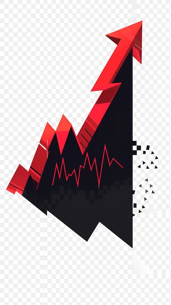 Photo isometric illustration of red arrow pointing downward 3d representation of falling stock market gra