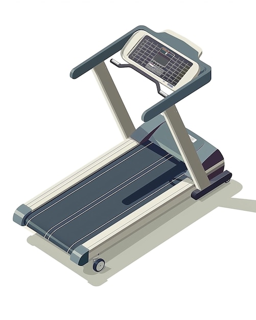 Photo isometric illustration of solarpowered treadmill with adjustable incline