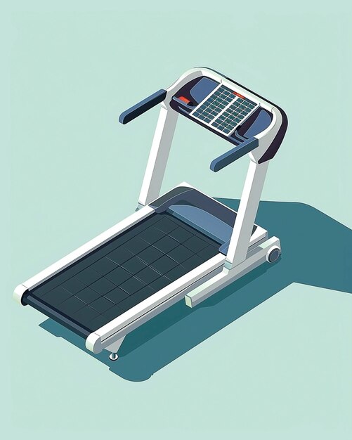 Photo isometric illustration of solarpowered treadmill with adjustable incline