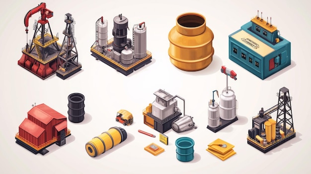 Photo isometric industrial machinery and equipment illustration