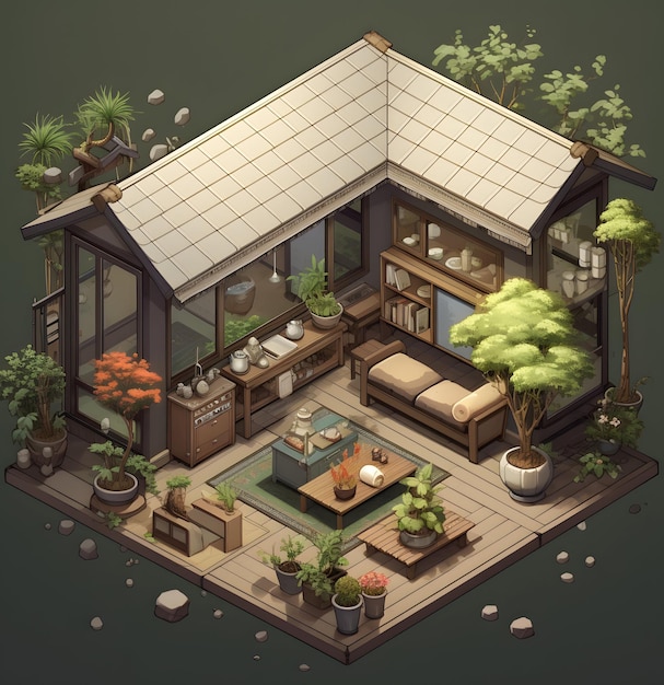 Isometric japanese house