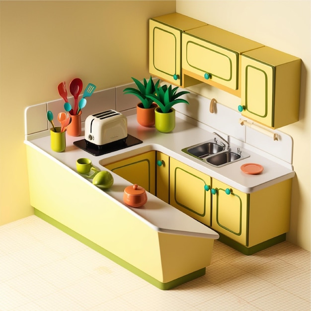 Photo isometric kitchen illustration