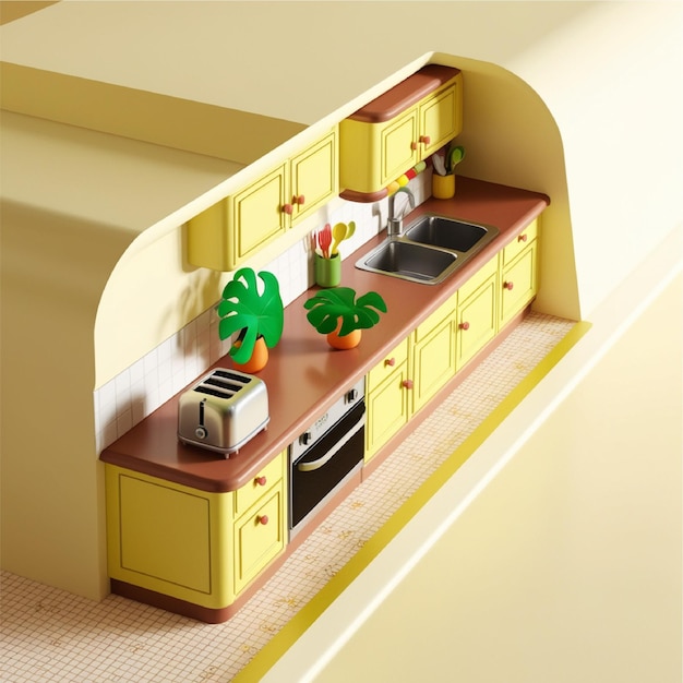 Photo isometric kitchen illustration