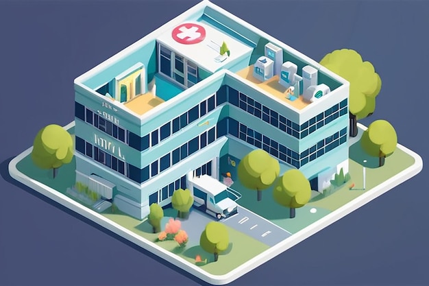 Photo isometric little hospital illustration