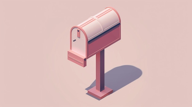 Isometric Mailbox Isolated on Light Background