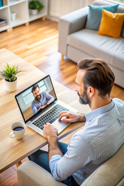 Isometric Man Watching Online Video Tutorials