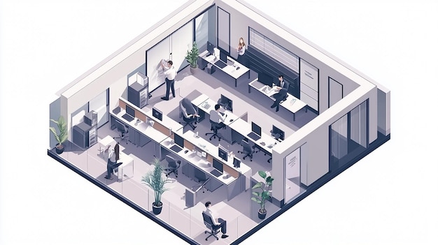 Photo isometric office room 3d illustration