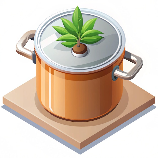 Photo isometric pot on background for kitchen and cooking designs