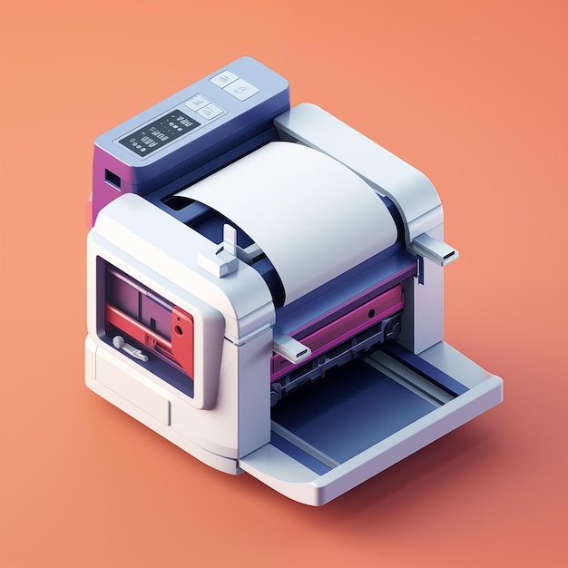 Isometric of printer icon 3D illustration by generative Ai