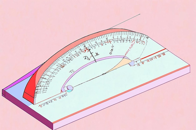 Photo isometric protractor and mathematical symbols