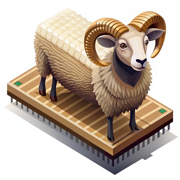 Photo isometric ram graphic on a simple background