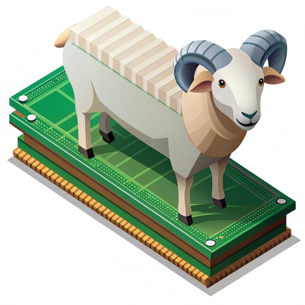 Photo isometric ram graphic on a simple background