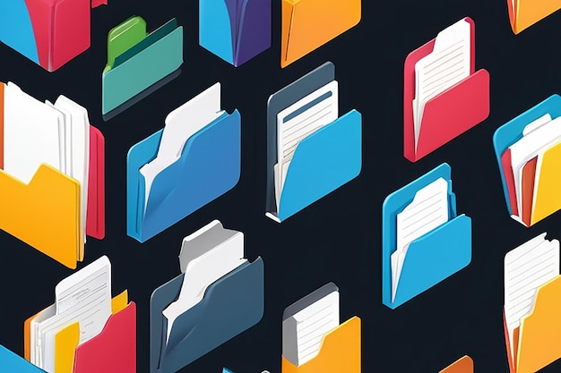 Photo isometric row of folders