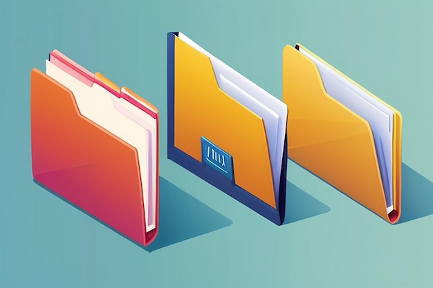 Photo isometric row of folders