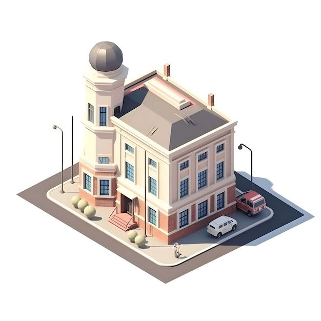 Isometric school building School building School building Vector illustration