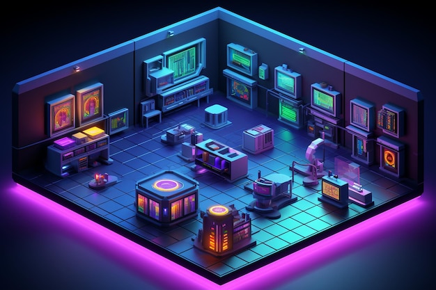 Isometric server room