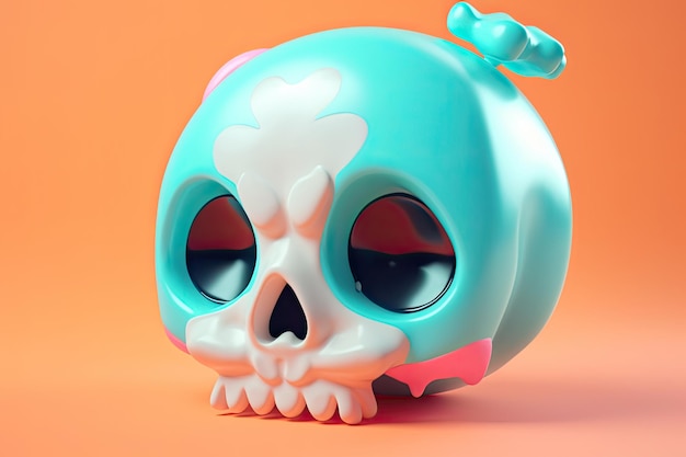 Isometric skull 3d Generative Ai