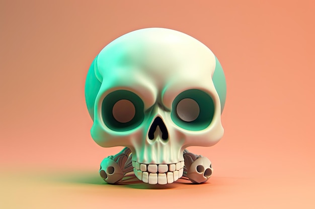 Isometric skull 3d Generative Ai