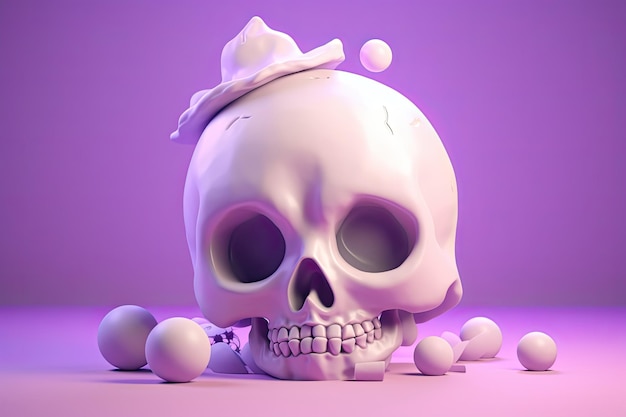 Isometric skull 3d Generative Ai