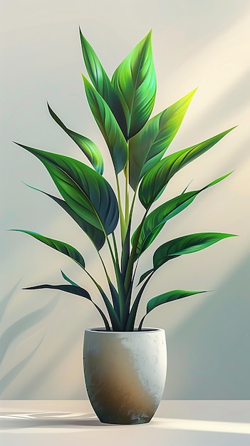 Isometric Vector of Aspidistra in Pot on White Background