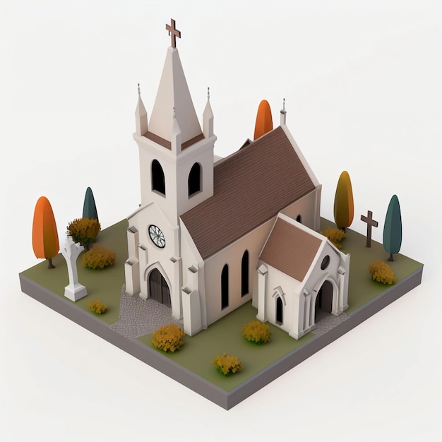 Isometric view of a church