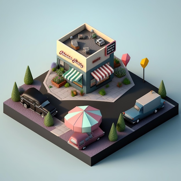 Isometric view of city map AI Generated