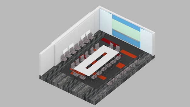 Isometric view of a meeting roomoffice space 3d rendering