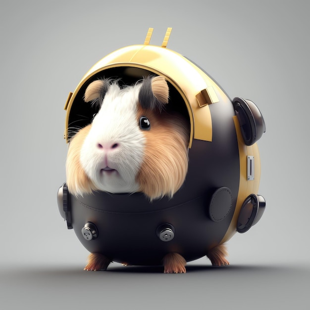 Isometric View Of Mini Cute Hyperrealistic cavy Generative AI