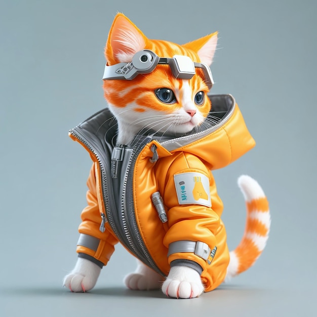 isometric view of a MINI cute hyperrealistic futuristic soldier cat