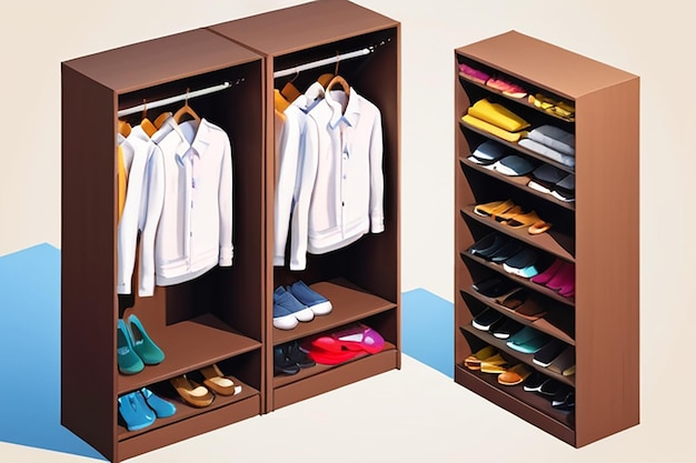 Photo isometric wardrobe closet